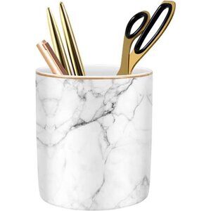 Pen Holder for Desk Cute, Modern Marble Desk Organizer, Durable Ceramic